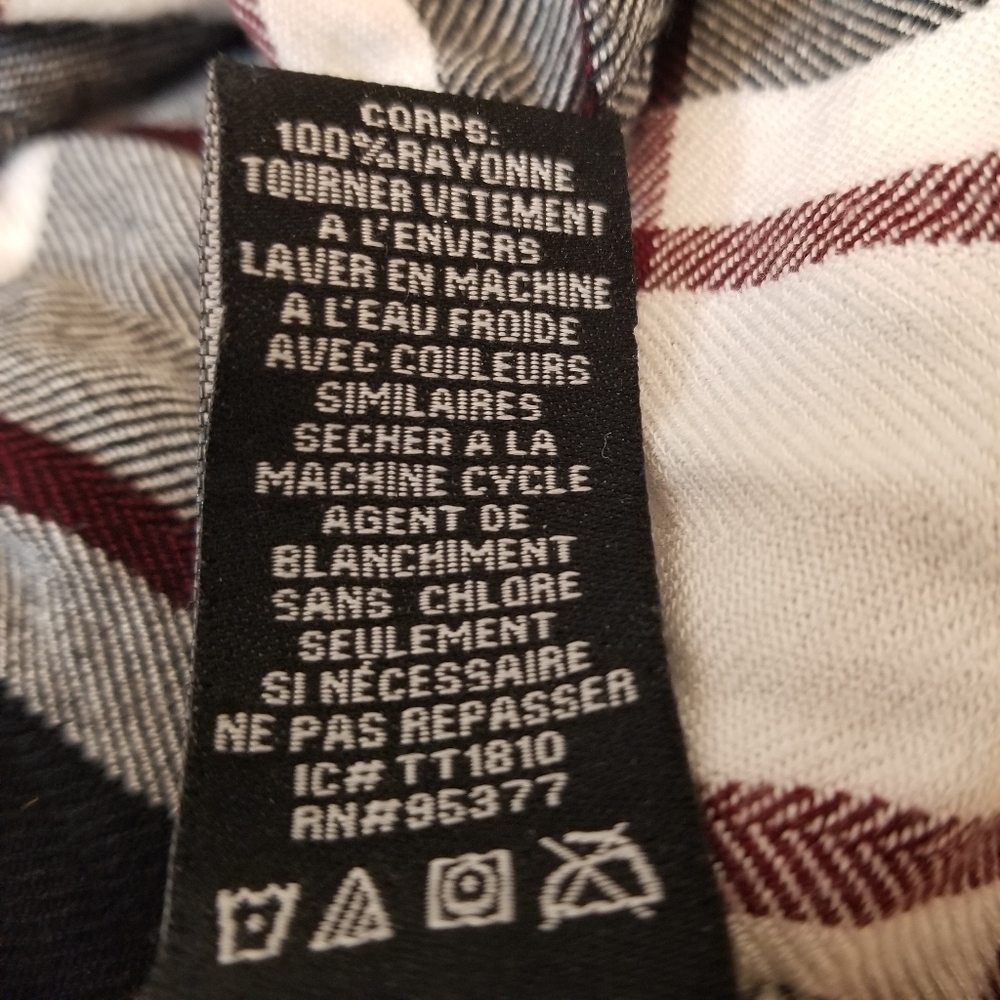 {L} Sanctuary Plaid Button Down Shirt Maroon Black White - Picture 10 of 10